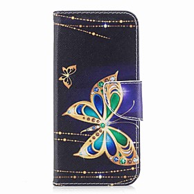 Case For Samsung Galaxy A3(2017) / A5(2017) / A8 2018 Wallet / Card Holder / with Stand Full Body Cases Butterfly Hard PU Leather