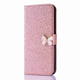 Case For Samsung Galaxy J7 (2017) / J7 (2016) / J5 (2017) Wallet / Card Holder / Rhinestone Full Body Cases Butterfly / Glitter Shine Hard PU Leather
