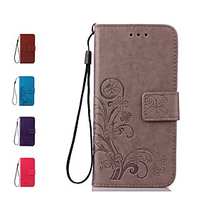 Case For Samsung Galaxy J7 (2017) / J7 (2016) / J7 Wallet / Card Holder / Flip Full Body Cases Flower Hard Genuine Leather