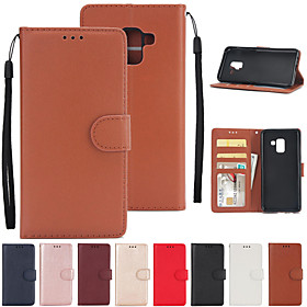 Case For Samsung Galaxy A3(2017) / A5(2017) / A7(2017) Wallet / Card Holder / with Stand Full Body Cases Solid Colored Hard PU Leather