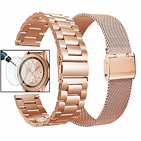 valkit compatible with samsung galaxy watch 42mm/galaxy watch 3 41mm/active 2 40mm 44mm watch band 2 pack 20mm stainless steel solid wristbands for galaxy watch 3 41mm/garmin vivoactive 3/ticwatch e