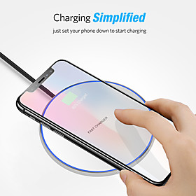10W Fast Wireless Charger USB Charger Universal Qi 5A 5V Quick Charging Wireless Charger Pad for iPhone 12 11 Pro Max Samsung S21 S20 Oneplus 9 Huawei Xiaomi Redmi Smartphone Devices Wireless Charger
