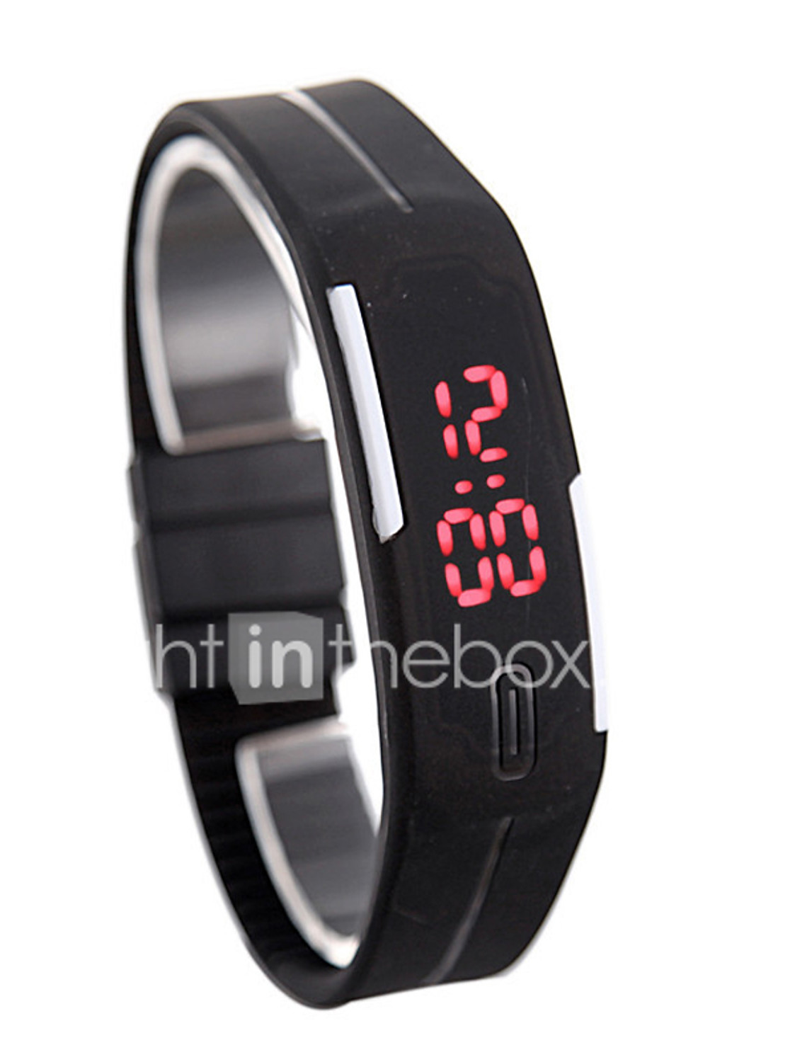 led watch date red digital rectangle dial rubber band