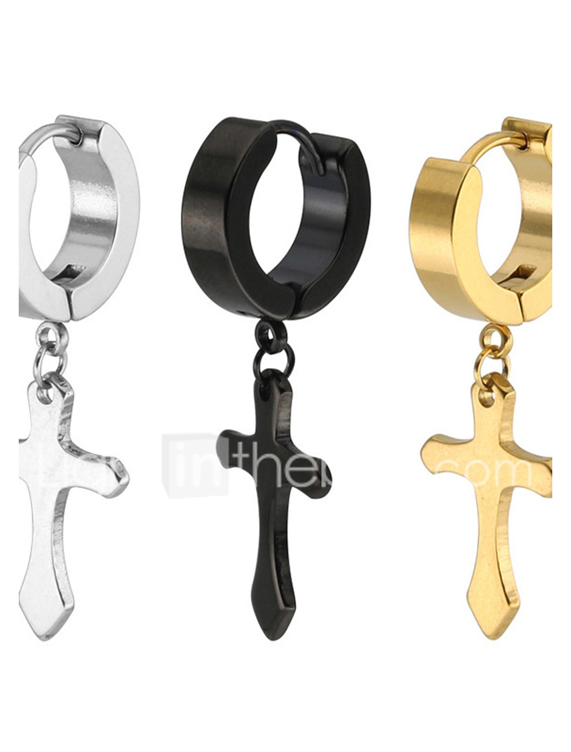 black hanging cross earring