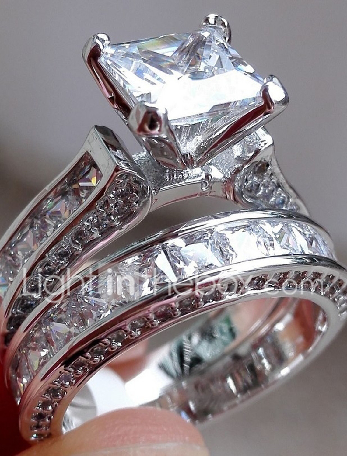 synthetic diamond engagement ring