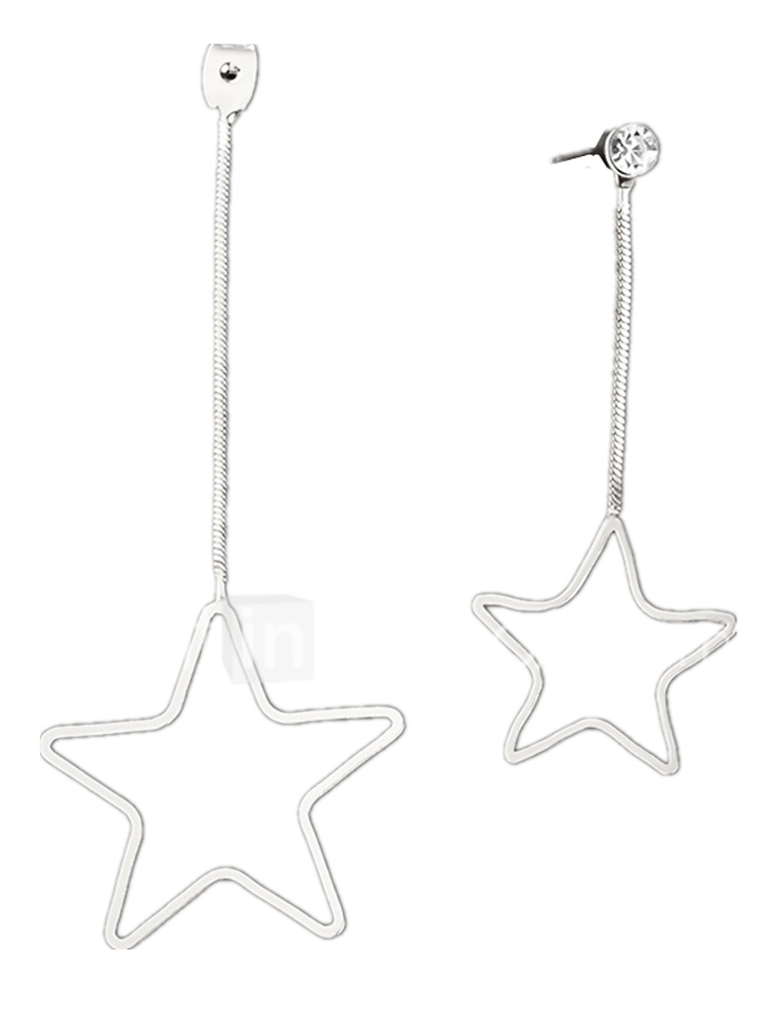 Star Jewelry Fashion White Gold Plated Cubic Zirconia Rhinestone Women Earring Jackets