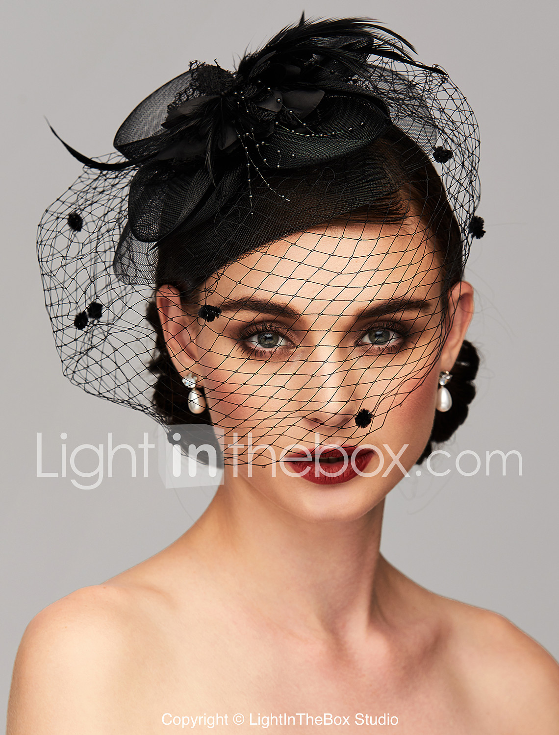 Plumes en maille filet Bleu marine Pour c/ér/émonie de mariage Pour cocktail ou th/é Fashband Pour fille et femme Chapeau en forme de cage /à oiseau