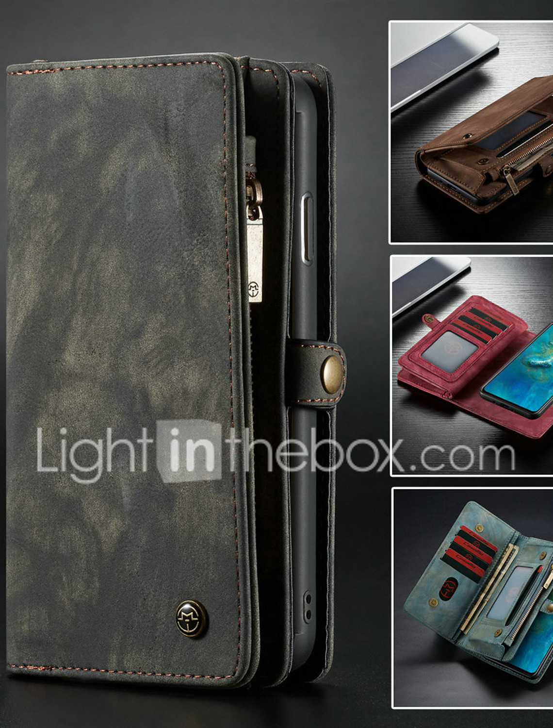 CaseMe Custodia Huawei P20 Lite Custodia in Vera Pelle Flip Cover in Pelle Portafoglio con Scomparto,